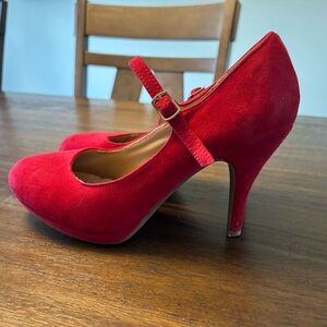 Elegant Red Suede Heels